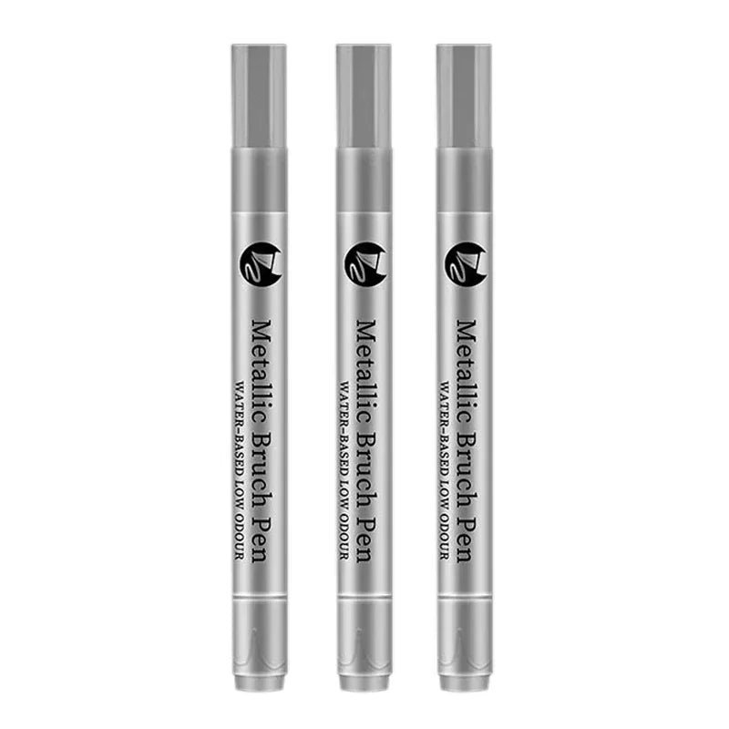 Fast Drying Brush Head Highlight Metal Pen Set Waterproof Ink Add-on Gold and Silver Graffiti Painting Brush Korean Stationery