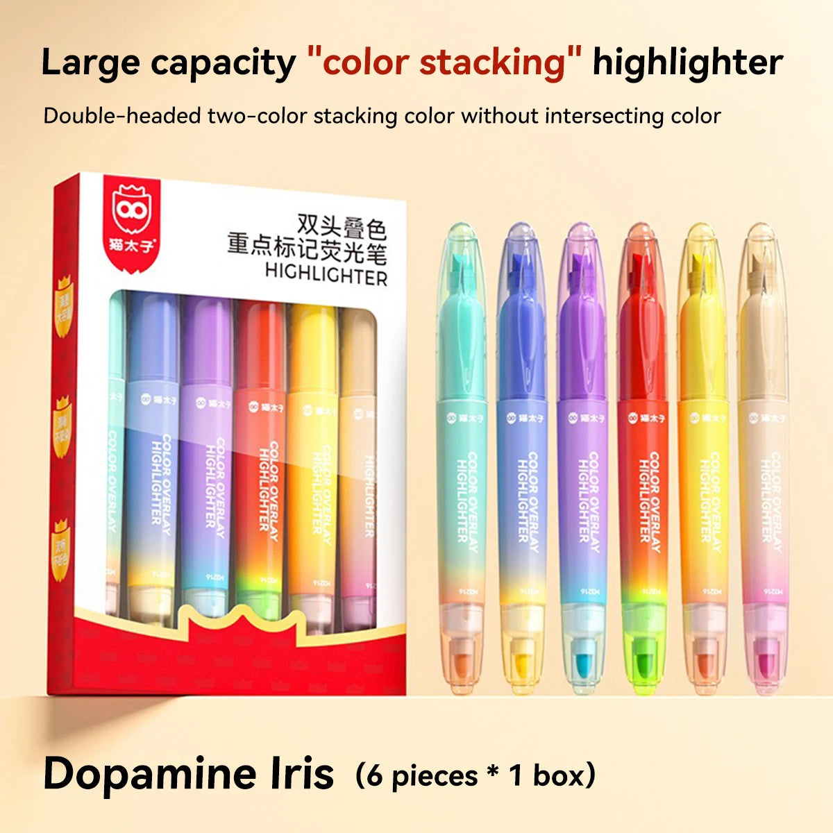 Double Color Dual Tip Highlighters Large Capacity Non-Smudge Quick-Dry for Students School Notes Planner Journal Markers Pens