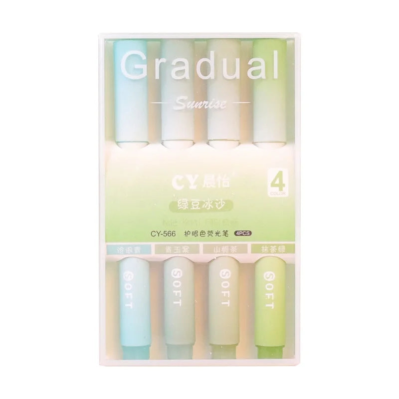 4pcs/Box Highlighter Pen Kawaii Markers Multifunctional Color graffiti Painting Liner Pen Students School Supplies Stationery