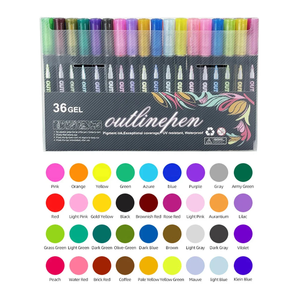 8-48Colors Metallic Color Outline Marker Pen Kawaii DIY Hand Account Graffiti Outline PenOffice Culture and Educational Supplies
