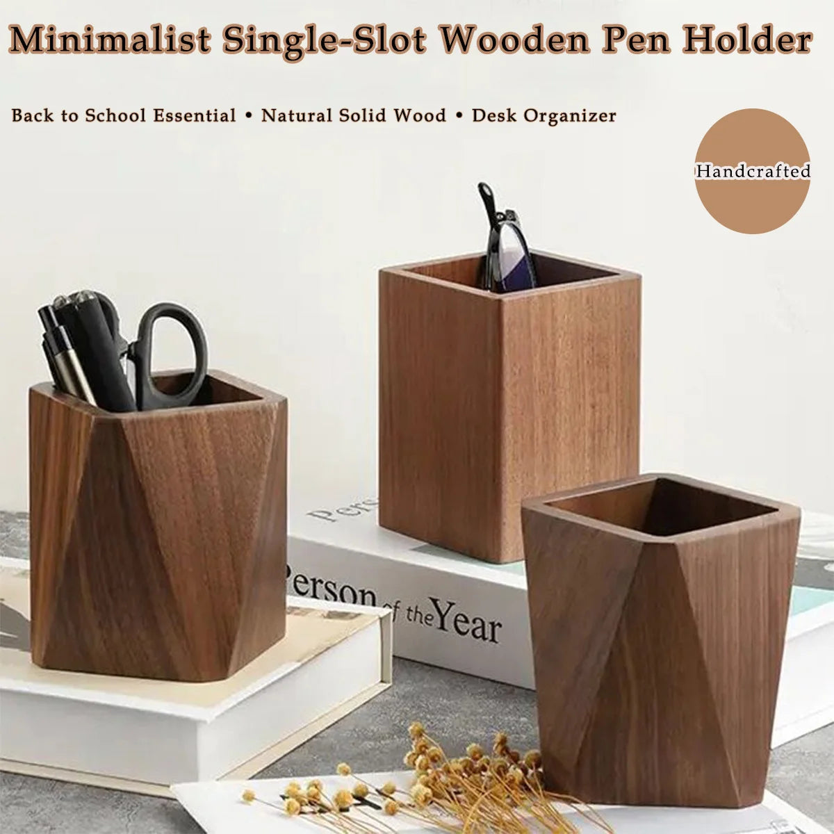 Minimalist Wooden Pen Holder, Single Slot Pencil Stand, Back To School Essential, Office Desk Organizer, Natural Wood Stationery
